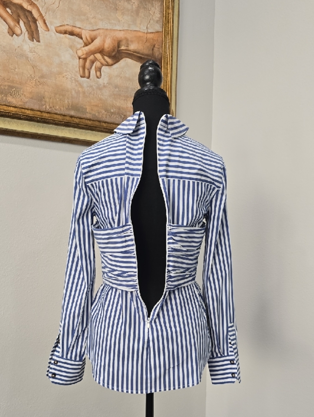 Veronica Beard Moonlight Baylor Striped Button-Front Bustier Combo Shirt - Picture 10 of 15
